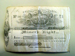 A miners right permit issues by the Commonwealth of Australia