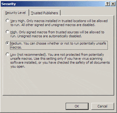 Screenshot of the 'Security' options.