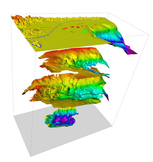 A computer 3D geological model.
