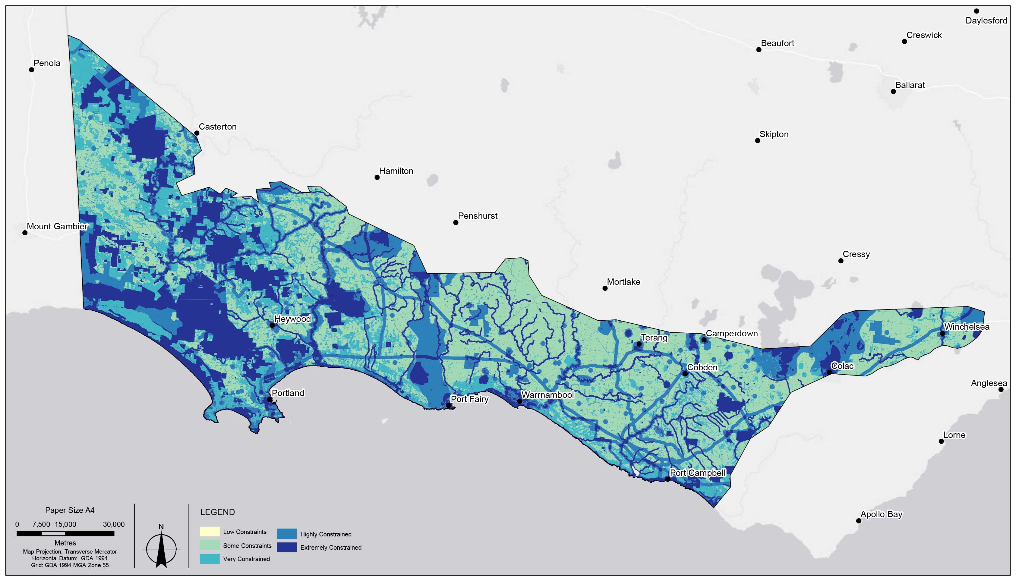 Visualisation of land uses and landscape sensitivities across south west Victoria